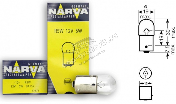 Лампа А12-5 "NARVA", артикул: 17171